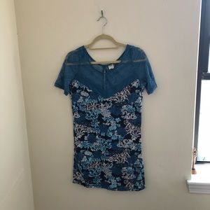 Blue Floral Bodycon Dress